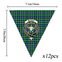 ScotsTee Shop Scottish Murray of Atholl Ancient Crest Tartan Triangle Flags Tartan Bunting, Pennants (12pcs)