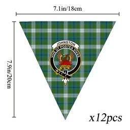 ScotsTee Shop Scottish Johnston Dress Ancient Crest Tartan Triangle Flags Tartan Bunting, Pennants (12pcs)