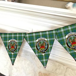 ScotsTee Shop Scottish Johnston Dress Ancient Crest Tartan Triangle Flags Tartan Bunting, Pennants (12pcs)