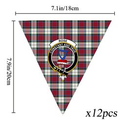 ScotsTee Shop Scottish Rose Dress Modern Crest Tartan Triangle Flags Tartan Bunting, Pennants (12pcs)