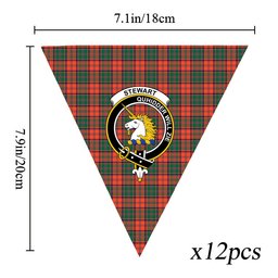ScotsTee Shop Scottish Stewart of Appin Ancient Crest Tartan Triangle Flags Tartan Bunting, Pennants (12pcs)