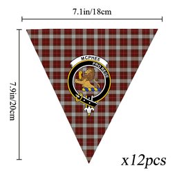 ScotsTee Shop Scottish McPhee Dress Crest Tartan Triangle Flags Tartan Bunting, Pennants (12pcs)