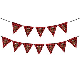 ScotsTee Shop Scottish Munro Black and Red Modern Crest Tartan Triangle Flags Tartan Bunting, Pennants (12pcs)