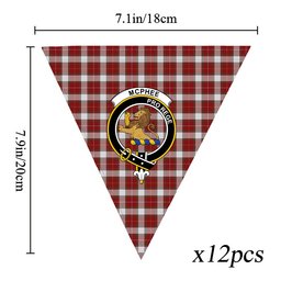 ScotsTee Shop Scottish McPhee Dress Ancient Crest Tartan Triangle Flags Tartan Bunting, Pennants (12pcs)