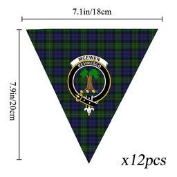 ScotsTee Shop Scottish McEwen Crest Tartan Triangle Flags Tartan Bunting, Pennants (12pcs)
