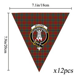 ScotsTee Shop Scottish McLean of Duart Crest Tartan Triangle Flags Tartan Bunting, Pennants (12pcs)