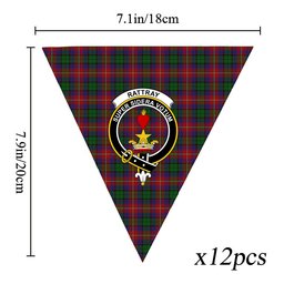 ScotsTee Shop Scottish Rattray of Lude Crest Tartan Triangle Flags Tartan Bunting, Pennants (12pcs)