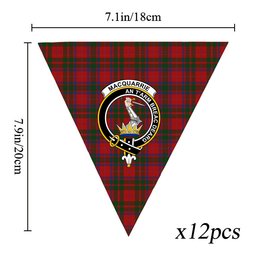ScotsTee Shop Scottish MacQuarrie 3 Crest Tartan Triangle Flags Tartan Bunting, Pennants (12pcs)