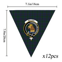ScotsTee Shop Scottish Walker Hunting Crest Tartan Triangle Flags Tartan Bunting, Pennants (12pcs)