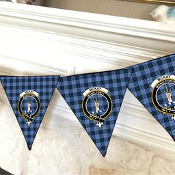 ScotsTee Shop Scottish McKay Blue Crest Tartan Triangle Flags Tartan Bunting, Pennants (12pcs)