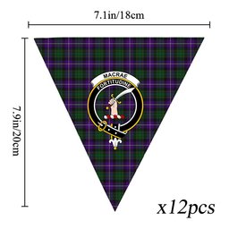 ScotsTee Shop Scottish MacRae Hunting 1 Crest Tartan Triangle Flags Tartan Bunting, Pennants (12pcs)