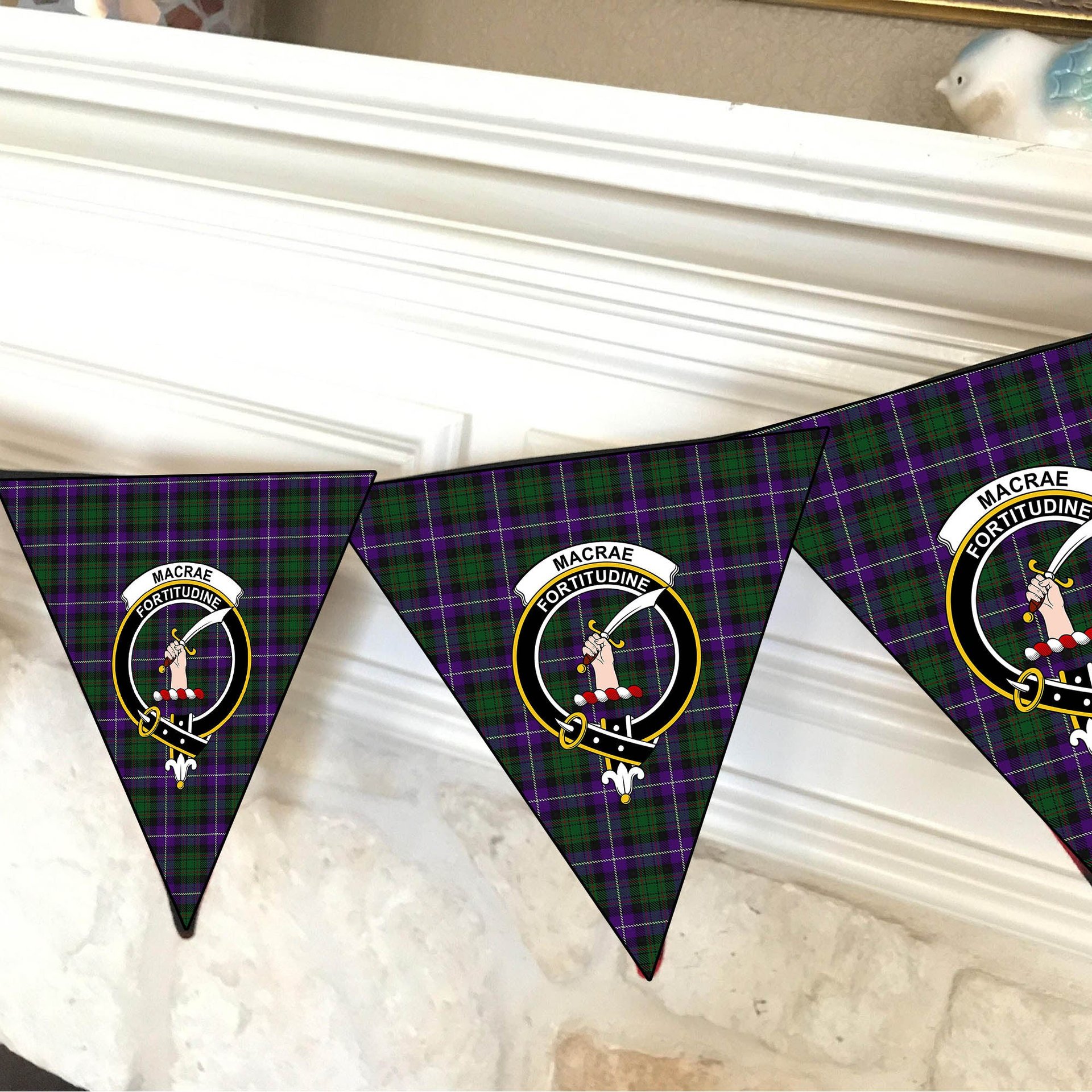ScotsTee Shop Scottish MacRae Hunting 1 Crest Tartan Triangle Flags Tartan Bunting, Pennants (12pcs)