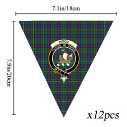 ScotsTee Shop Scottish Wood Modern Crest Tartan Triangle Flags Tartan Bunting, Pennants (12pcs)