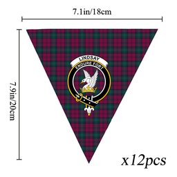 ScotsTee Shop Scottish Lindsay #2 Modern Clan Crest Tartan Triangle Flags Tartan Bunting, Pennants (12pcs)