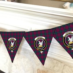 ScotsTee Shop Scottish Lindsay #2 Modern Clan Crest Tartan Triangle Flags Tartan Bunting, Pennants (12pcs)