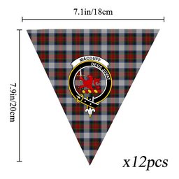 ScotsTee Shop Scottish MacDuff Dress 5 Crest Tartan Triangle Flags Tartan Bunting, Pennants (12pcs)