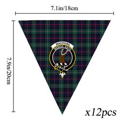 ScotsTee Shop Scottish MacPhail Hunting Modern Crest Tartan Triangle Flags Tartan Bunting, Pennants (12pcs)