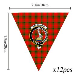 ScotsTee Shop Scottish MacQuarrie Modern Crest Tartan Triangle Flags Tartan Bunting, Pennants (12pcs)