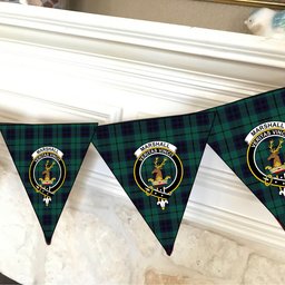 ScotsTee Shop Scottish Marshall Modern Crest Tartan Triangle Flags Tartan Bunting, Pennants (12pcs)