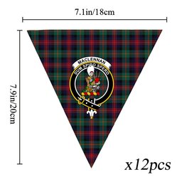 ScotsTee Shop Scottish MacLennan Modern Crest Tartan Triangle Flags Tartan Bunting, Pennants (12pcs)