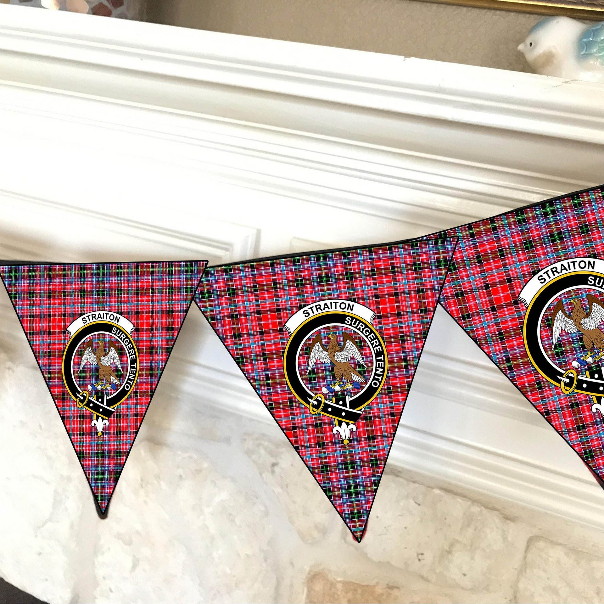 ScotsTee Shop Scottish Straiton Crest Tartan Triangle Flags Tartan Bunting, Pennants (12pcs)