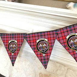 ScotsTee Shop Scottish Straiton Crest Tartan Triangle Flags Tartan Bunting, Pennants (12pcs)