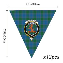 ScotsTee Shop Scottish Sutherland Hunting Ancient Crest Tartan Triangle Flags Tartan Bunting, Pennants (12pcs)