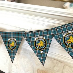 ScotsTee Shop Scottish Thompson Dress Blue Ancient Crest Tartan Triangle Flags Tartan Bunting, Pennants (12pcs)