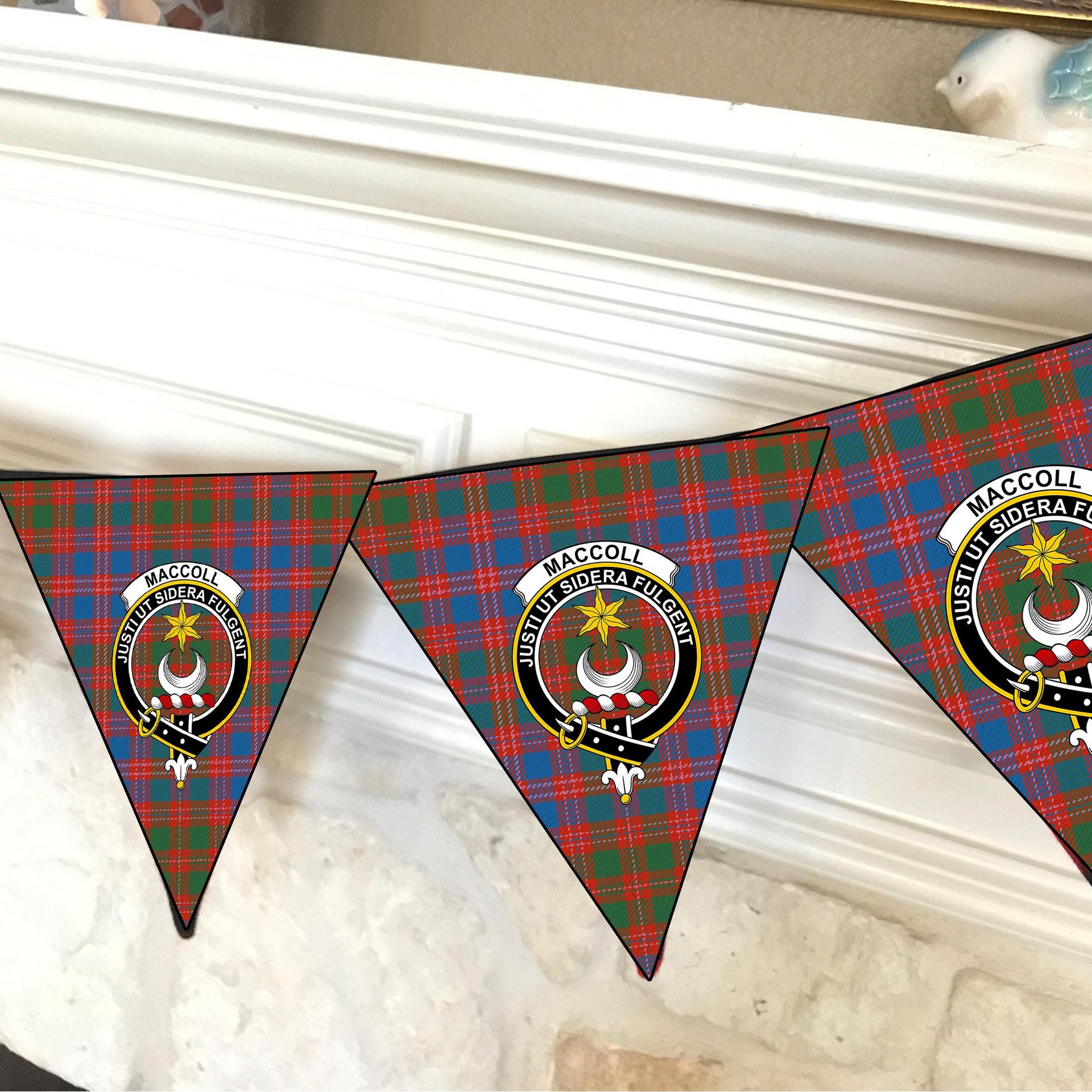 ScotsTee Shop Scottish MacColl Old Ancient Crest Tartan Triangle Flags Tartan Bunting, Pennants (12pcs)