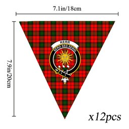 ScotsTee Shop Scottish Kerr Modern Crest Tartan Triangle Flags Tartan Bunting, Pennants (12pcs)