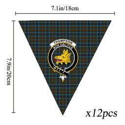 ScotsTee Shop Scottish Thompson Hunting Crest Tartan Triangle Flags Tartan Bunting, Pennants (12pcs)