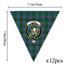ScotsTee Shop Scottish Wood Ancient Clan Crest Tartan Triangle Flags Tartan Bunting, Pennants (12pcs)