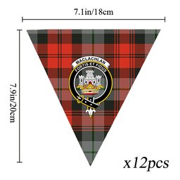 ScotsTee Shop Scottish MacLachlan Weathered Crest Tartan Triangle Flags Tartan Bunting, Pennants (12pcs)