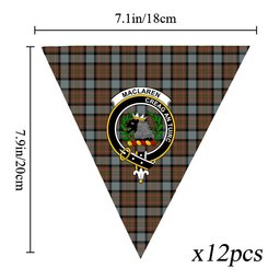 ScotsTee Shop Scottish MacLaren Weathered Crest Tartan Triangle Flags Tartan Bunting, Pennants (12pcs)