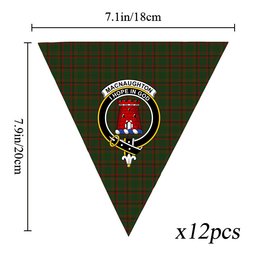 ScotsTee Shop Scottish Macnaughton Hunting Crest Tartan Triangle Flags Tartan Bunting, Pennants (12pcs)
