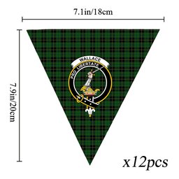 ScotsTee Shop Scottish Wallace Hunting Crest Tartan Triangle Flags Tartan Bunting, Pennants (12pcs)