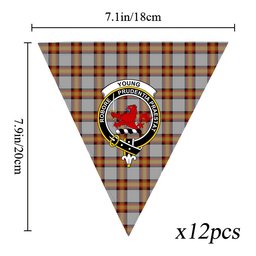 ScotsTee Shop Scottish Young, Christina Crest Tartan Triangle Flags Tartan Bunting, Pennants (12pcs)