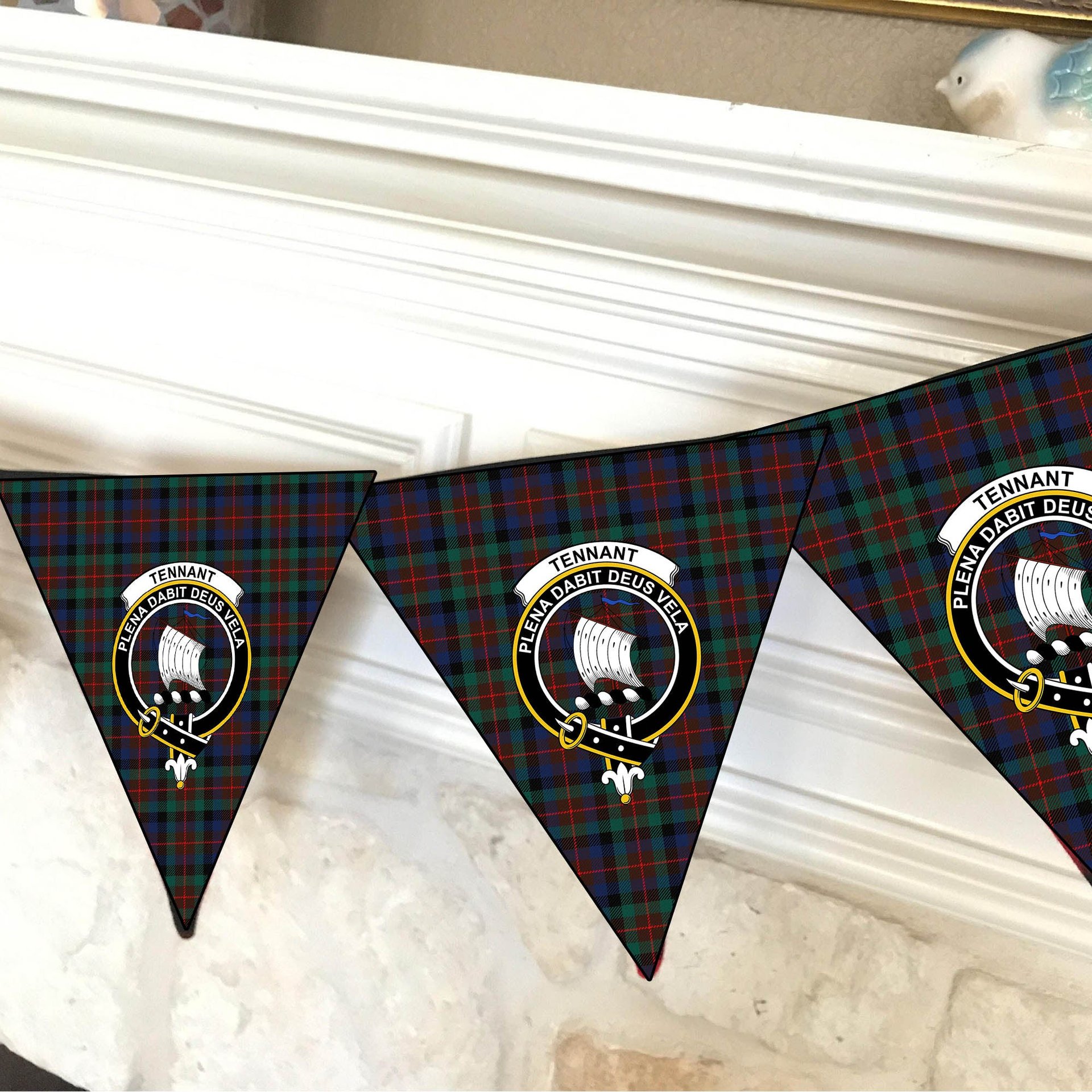ScotsTee Shop Scottish Tennant Modern Crest Tartan Triangle Flags Tartan Bunting, Pennants (12pcs)