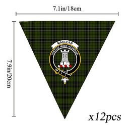 ScotsTee Shop Scottish MacLean Hunting Crest Tartan Triangle Flags Tartan Bunting, Pennants (12pcs)