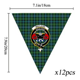ScotsTee Shop Scottish MacLeod of Skye Ancient Crest Tartan Triangle Flags Tartan Bunting, Pennants (12pcs)
