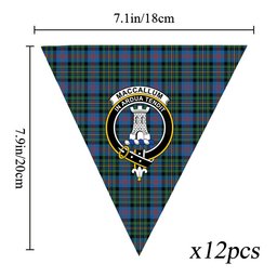 ScotsTee Shop Scottish MacCallum of Berwick Ancient Crest Tartan Triangle Flags Tartan Bunting, Pennants (12pcs)