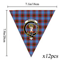 ScotsTee Shop Scottish Skirving Crest Tartan Triangle Flags Tartan Bunting, Pennants (12pcs)