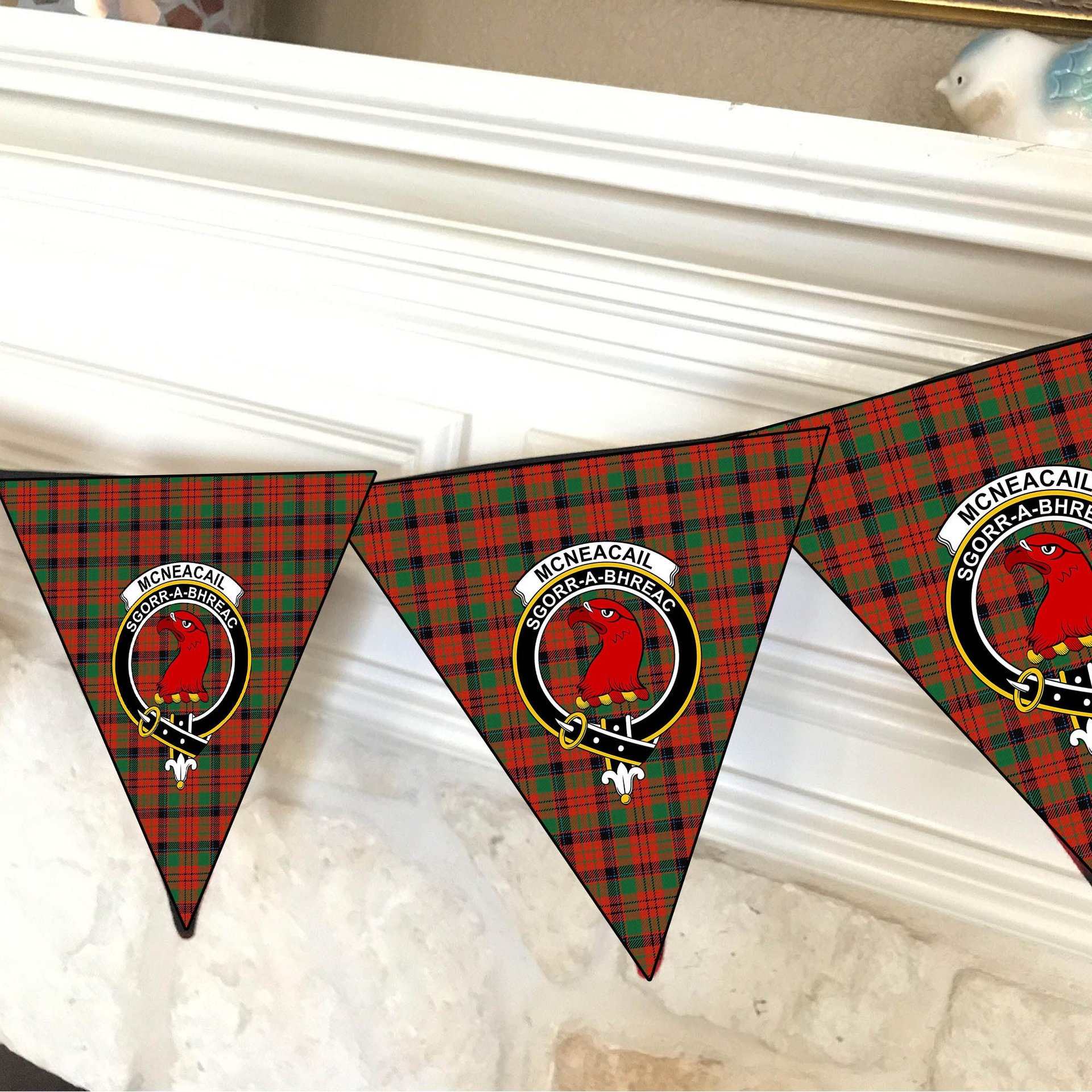 ScotsTee Shop Scottish McNeacail Ancient Crest Tartan Triangle Flags Tartan Bunting, Pennants (12pcs)