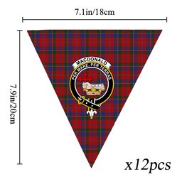 ScotsTee Shop Scottish MacDonald of Glenaladale Crest Tartan Triangle Flags Tartan Bunting, Pennants (12pcs)