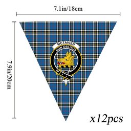 ScotsTee Shop Scottish McTavish Dress Modern Crest Tartan Triangle Flags Tartan Bunting, Pennants (12pcs)