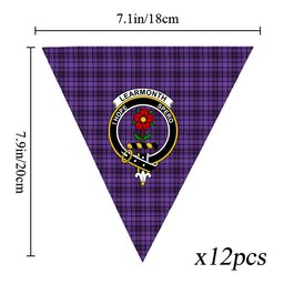 ScotsTee Shop Scottish Learmonth Family Herts Crest Tartan Triangle Flags Tartan Bunting, Pennants (12pcs)