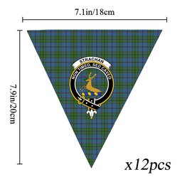 ScotsTee Shop Scottish Strachan Ancient Crest Tartan Triangle Flags Tartan Bunting, Pennants (12pcs)