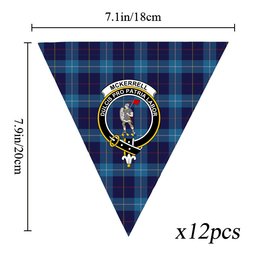 ScotsTee Shop Scottish McKerrell of Hillhouse Crest Tartan Triangle Flags Tartan Bunting, Pennants (12pcs)