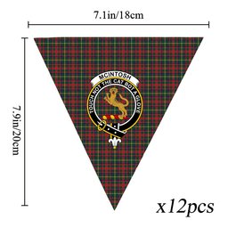 ScotsTee Shop Scottish McIntosh Hunting Modern Crest Tartan Triangle Flags Tartan Bunting, Pennants (12pcs)