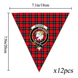 ScotsTee Shop Scottish Ruthven Modern Crest Tartan Triangle Flags Tartan Bunting, Pennants (12pcs)